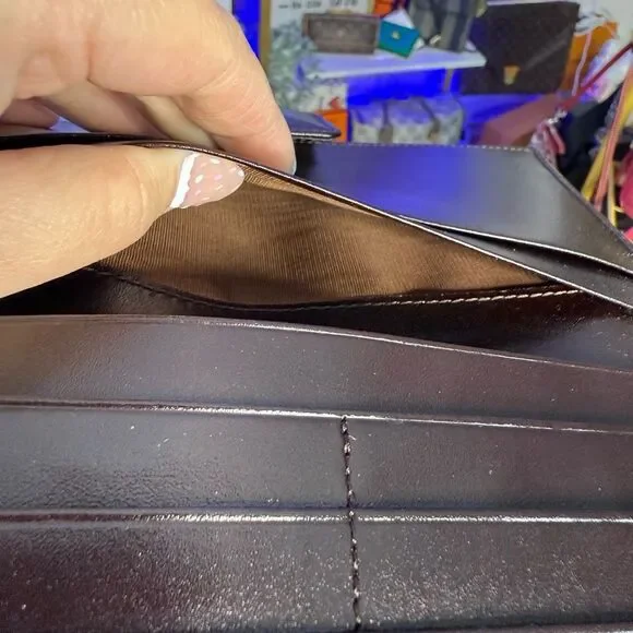 Unused Fendi Vintage Dark Brown Leather Large Bifold Wallet Unisex Men’s - Picture 10 of 15